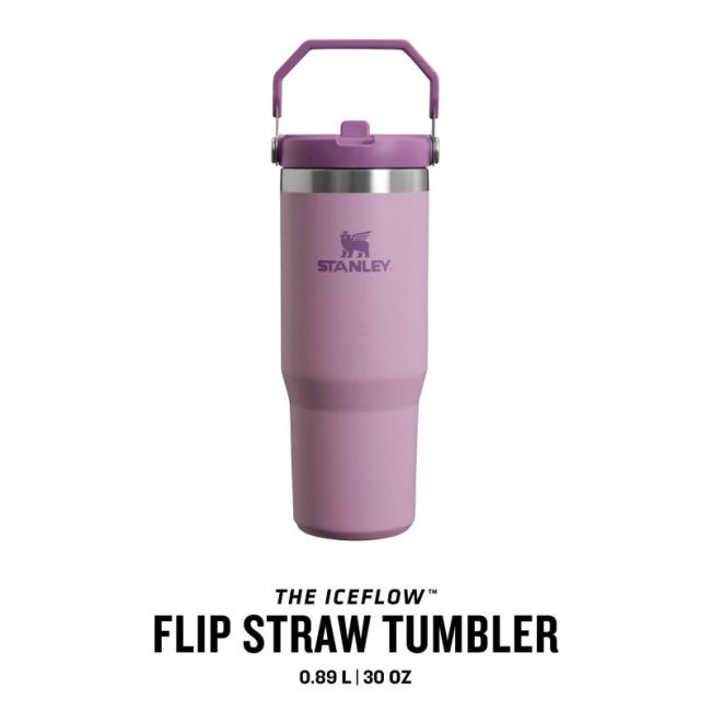 Stanley - termos tip sticla cu pai - Flip Straw Tumbler - mov deschis lila - 890 ml
