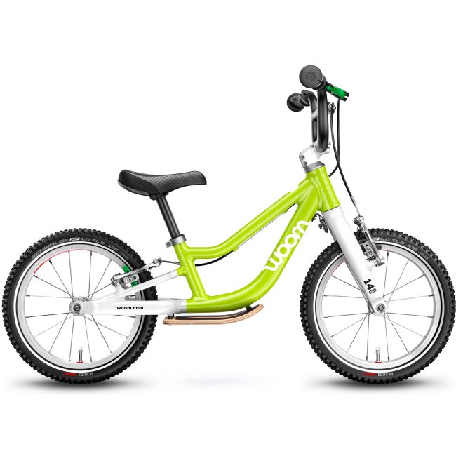 Woom - bicicleta copii 14" Woom 1 Plus, varsta recomandata 3-4.5 ani (95-110cm) - 4.2kg - galben fluo Lizard Lime