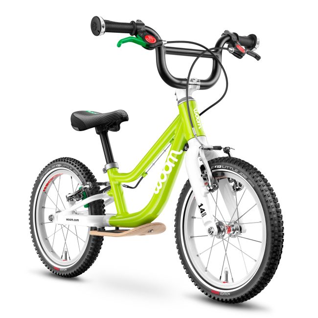 Woom - bicicleta copii 14" Woom 1 Plus, varsta recomandata 3-4.5 ani (95-110cm) - 4.2kg - galben fluo Lizard Lime