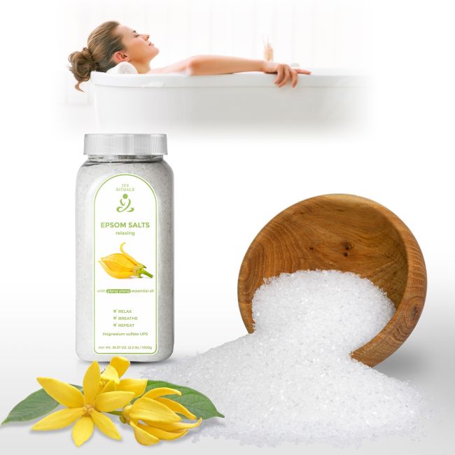 Zen Rituals - sare de baie Epsom cu uleiuri esentiale de Ylang Ylang - 1000g