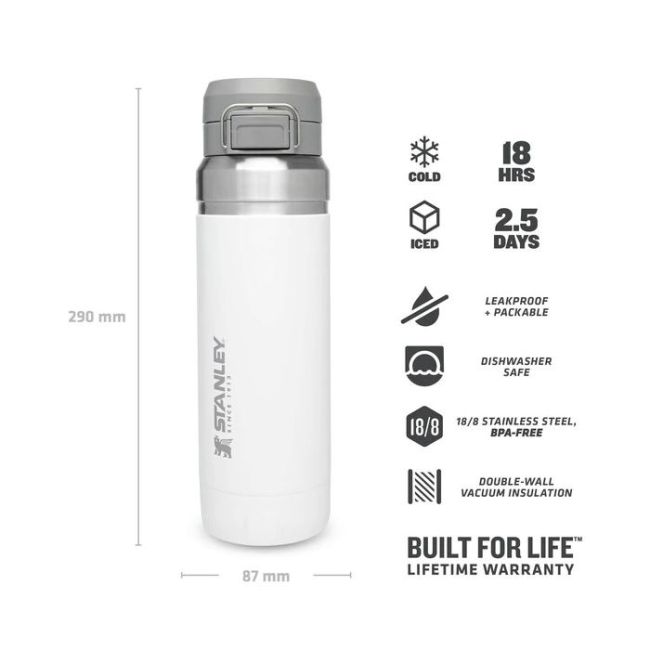 Stanley - termos tip bidon apa GO Quick Flip Water Bottle - alb polar - 1.06 Litri