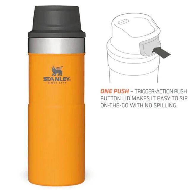 Stanley - termos tip cana cu buton Trigger Action Travel Mug - gri deschis cenusa - 354 ml