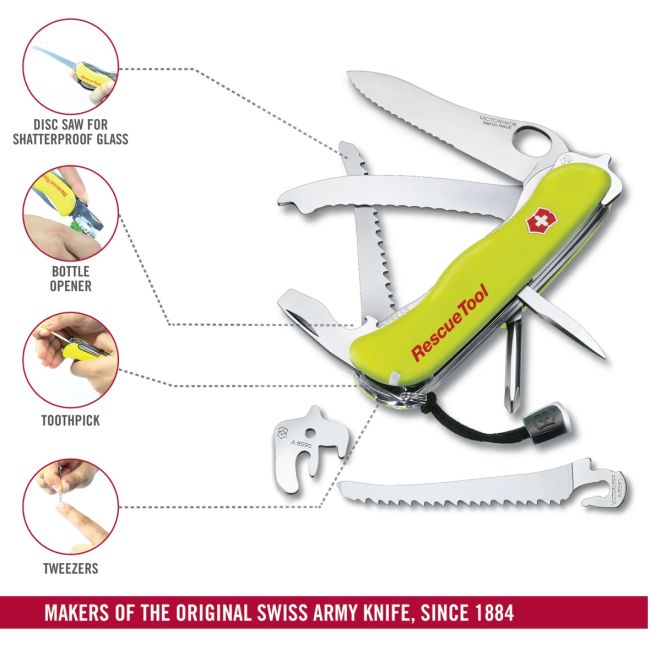 Victorinox - set briceag multitool rescue, 13 functii - verde neon