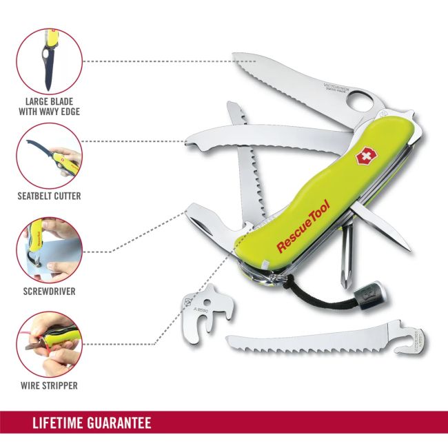 Victorinox - set briceag multitool rescue, 13 functii - verde neon
