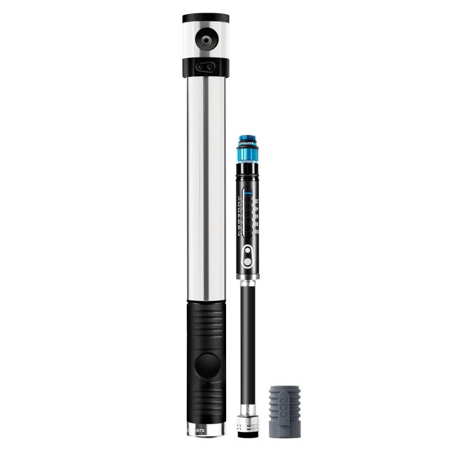 Crank Brothers - pompa mini pentru bicicleta Klic Hv Gauge cu adaptor CO2 - gri negru