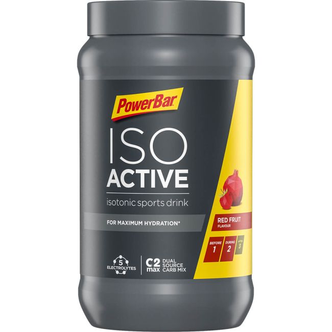 Powerbar - pudra izotonica Isoactive, aroma fructe rosii - bidon 600g