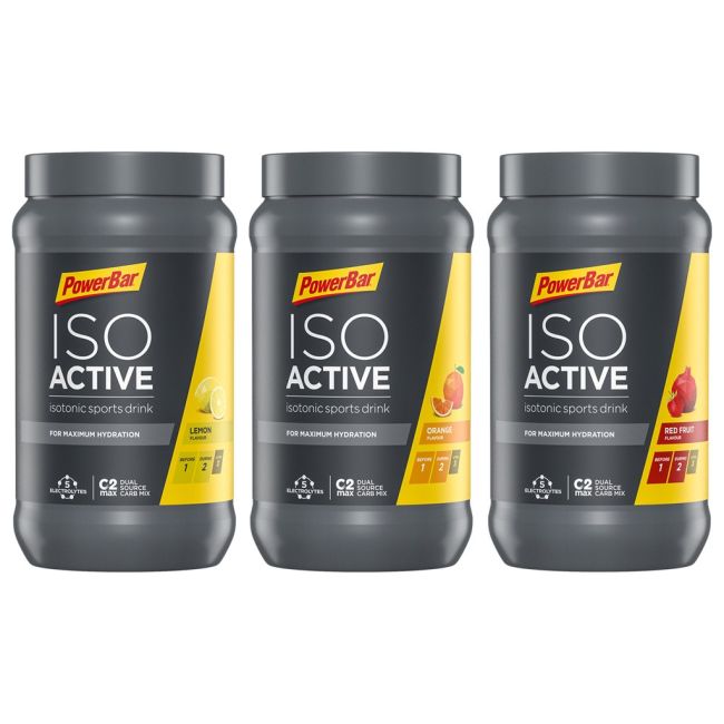 Powerbar - pudra izotonica Isoactive, aroma fructe rosii - bidon 600g