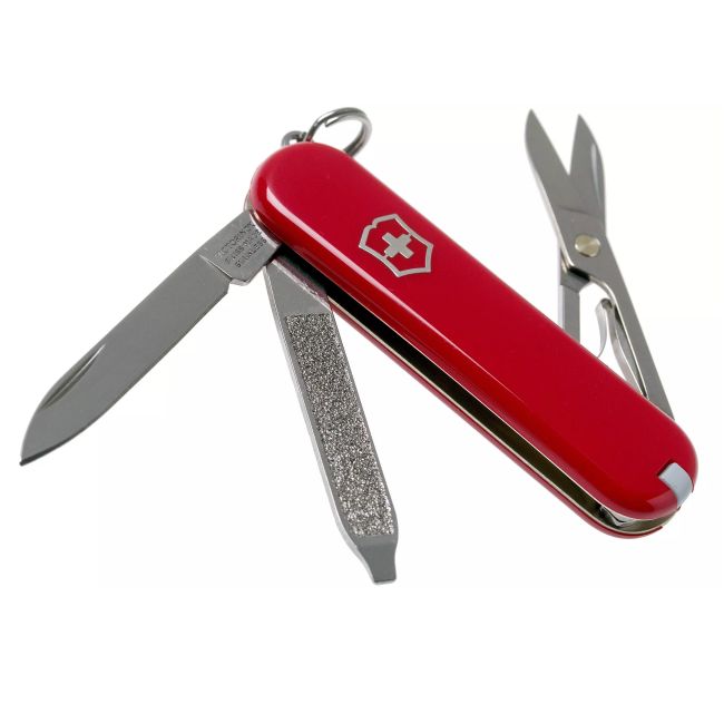 Victorinox - briceag classic SD style icon, 7 functii - argintiu rosu