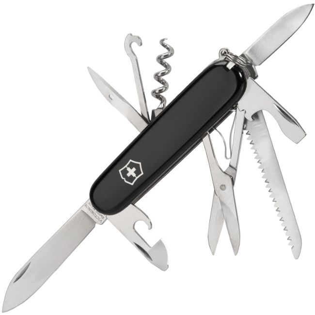 Victorinox - briceag pliabil Huntsman, 15 functii - argintiu negru
