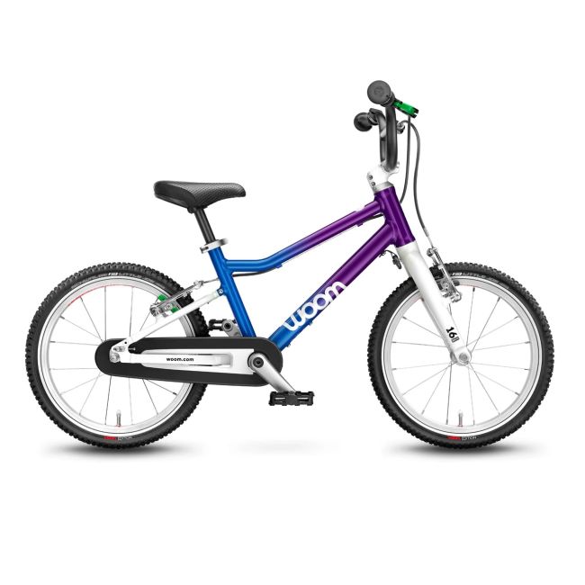 Woom - bicicleta copii 16" Woom 3, varsta recomandata 4-6 ani (105-120cm) - 5,4kg - mov albastru inchis cosmic blurple alb