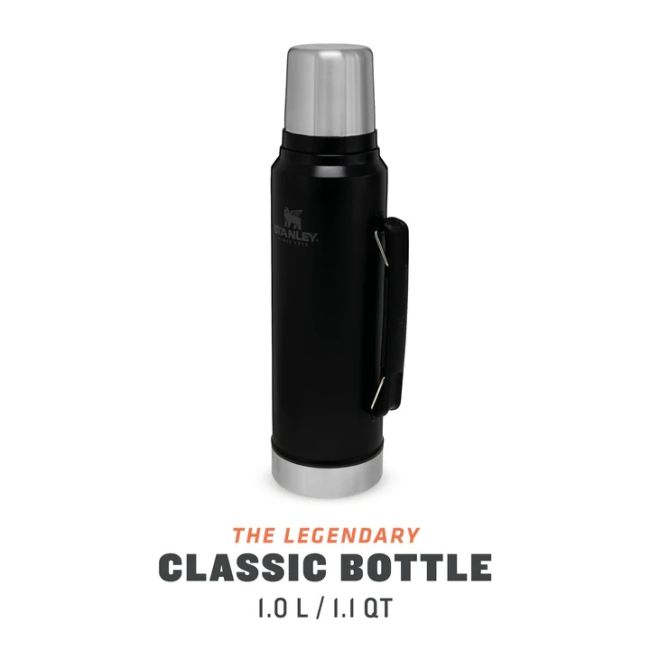 Stanley - termos clasic cu maner The Legendary Classic Bottle - negru mat piatra - 1 Litru