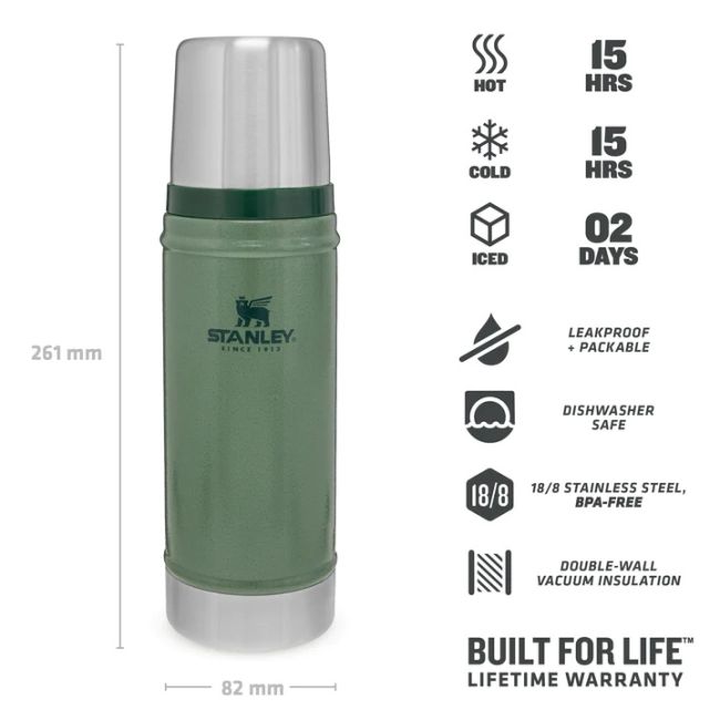 Stanley - termos clasic tip sticla The Legendary Classic Bottle - verde Hammertone - 470 ml
