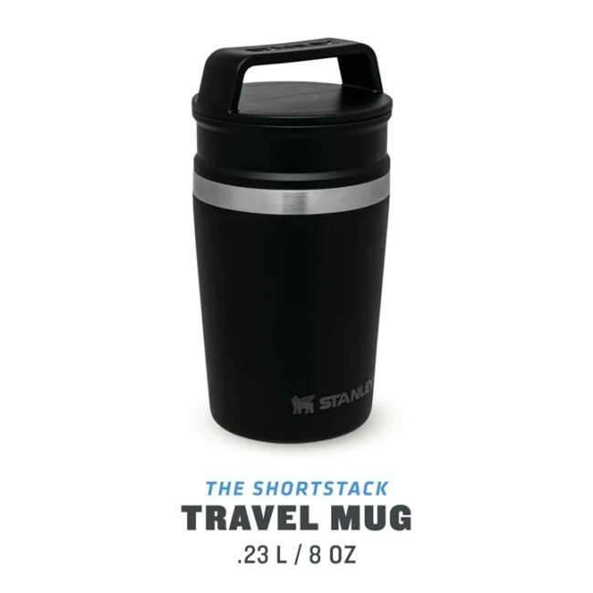 Stanley - termos mic tip pahar Adventure Shortstack Travel Mug - negru mat piatra - 230 ml