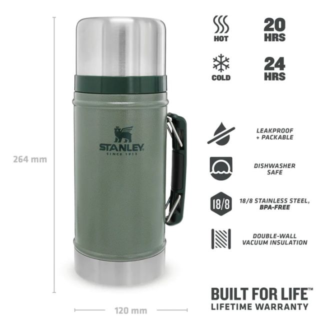 Stanley - termos pentru mancare cu maner The Legendary Classic Food Jar - verde Hammertone - 940 ml