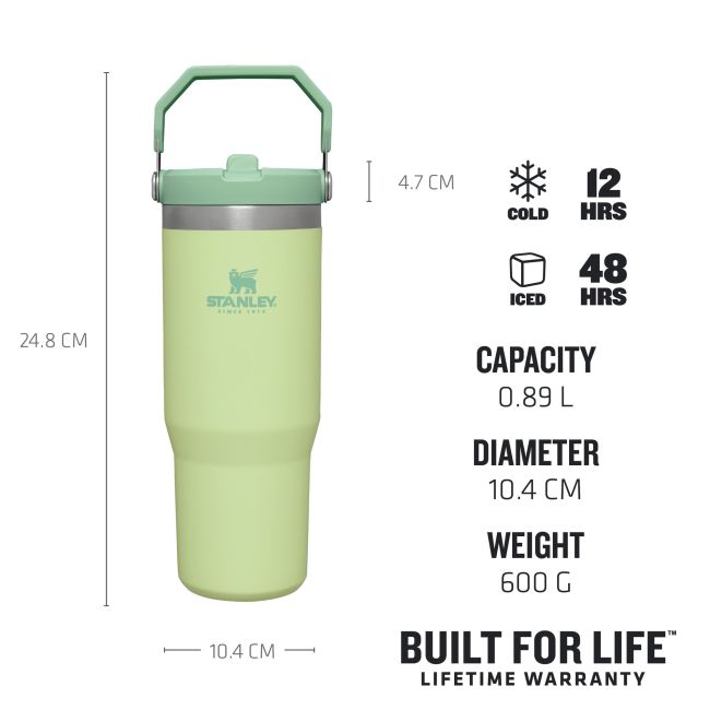 Stanley - termos tip sticla cu pai - Flip Straw Tumbler - Citron - 890 ml