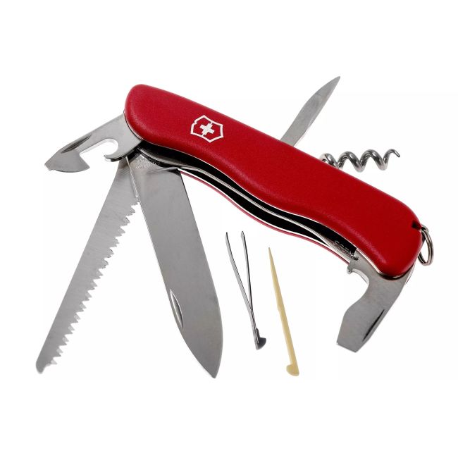 Victorinox - briceag mic Forester, 12 functii - argintiu rosu