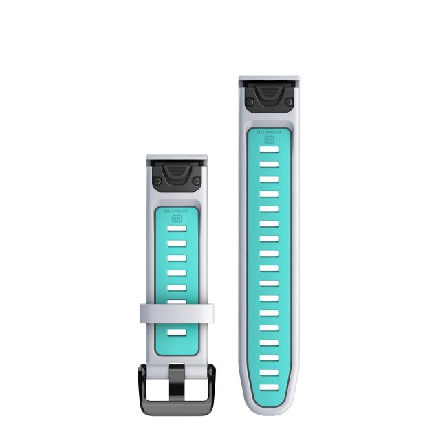 Garmin QuickFit 20 - curea silicon - alb Whitestone|albastru Aqua