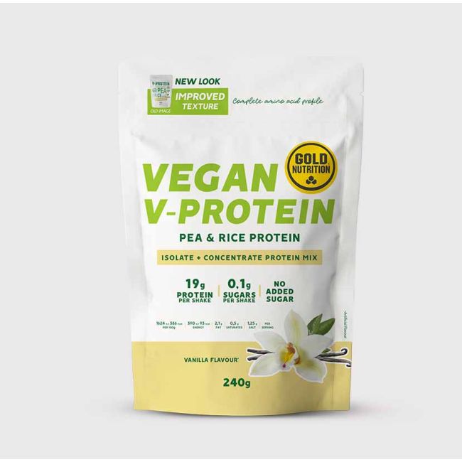Gold nutrition - Pudra proteica vegetala Protein V, aroma vanilie - 240g
