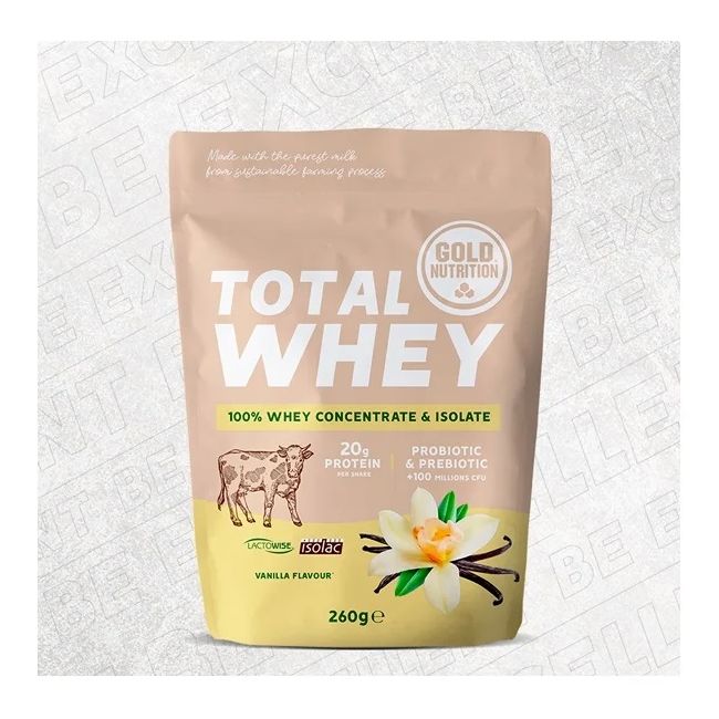 Gold nutrition - pachet pudra proteica Total Whey - aroma vanilie 260G