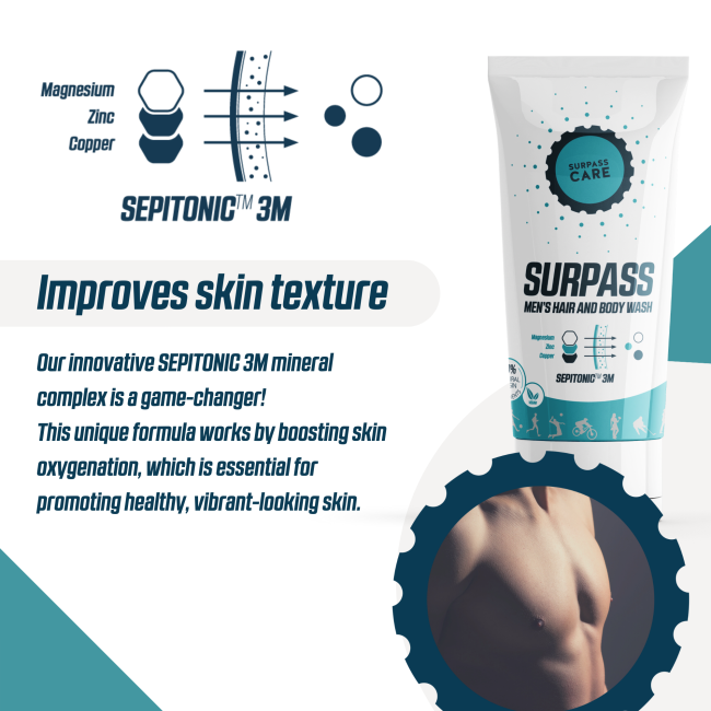 Surpass - gel de bus barbati Men`s hair and body wash Sepitonic 3M - 250ml
