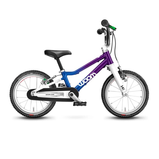 Woom - bicicleta copii 14" Woom 2, varsta recomandata 3-4,5 ani (95-110cm) - 5kg - albastru cosmic mov intens