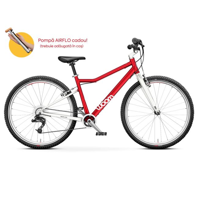 Woom - bicicleta copii 26" Woom 6, varsta recomandata 10-14 ani (140-165cm) - 9,5 kg - rosu aniversar alb
