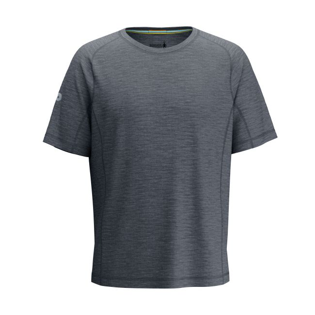 Tricou sport bărbați Smartwool Active Ultralite - Merino + TENCEL™ - gri carbune melanj
