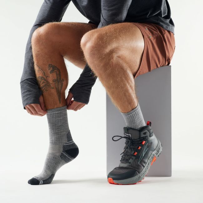 Șosete Merino hiking Smartwool Hike - gri deschis Light Gray | Mid Crew | Targeted Cushion