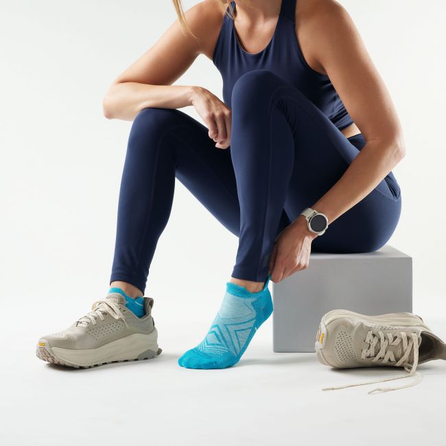 Șosete Merino alergare Smartwool Run - alb/albastru Capri | Low Ankle | Zero Cushion