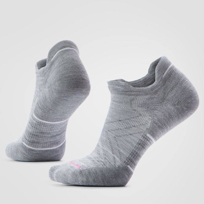 Șosete Merino alergare Smartwool Run - gri deschis/alb | Low Ankle | Targeted Cushion