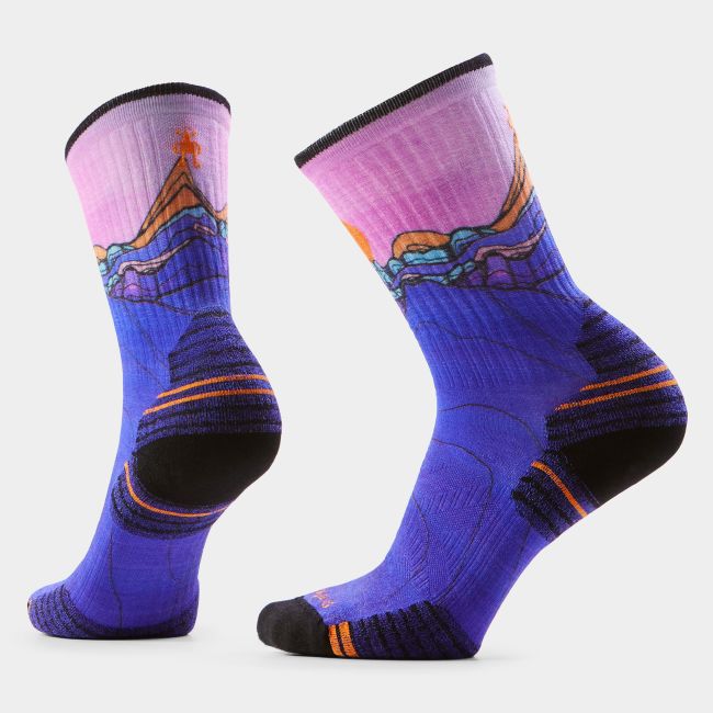 Șosete Merino hiking Smartwool Hike Mountain Sunrise - bleumarin Deep Navy | Crew | Targeted Cushion