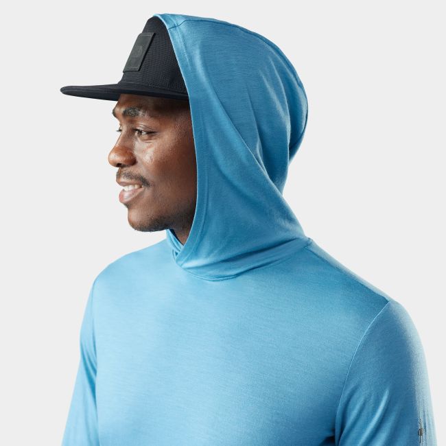 Hanorac Merino Smartwool Sun Hoodie - albastru Mineral Blue | UPF 40+