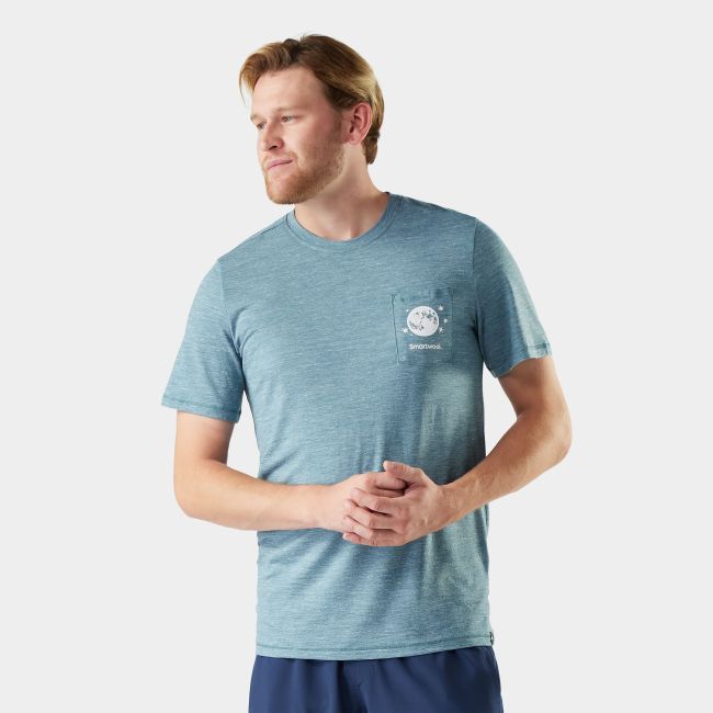 Tricou Merino bărbați Smartwool Peak Pints - turcoaz Dusty Teal