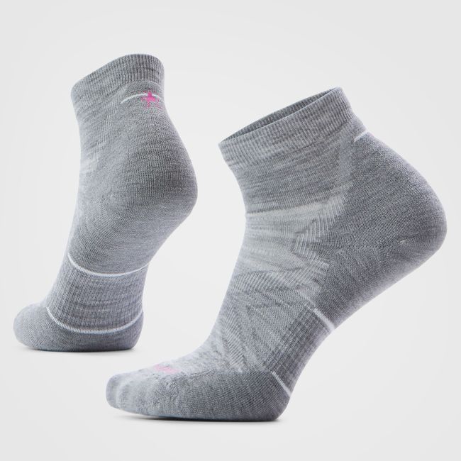 Șosete Merino alergare Smartwool Run - gri deschis/alb | Ankle | Targeted Cushion