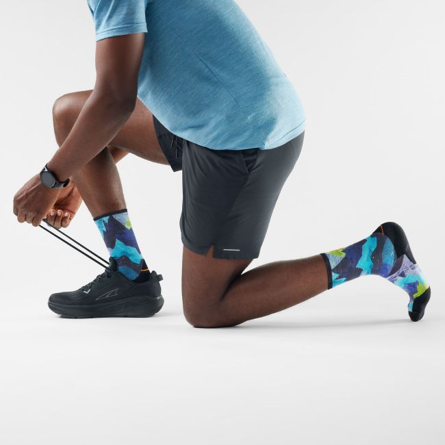 Șosete Merino trail running Smartwool Trail Run Summit Sector - albastru Nightfall Blue | Crew | Targeted Cushion