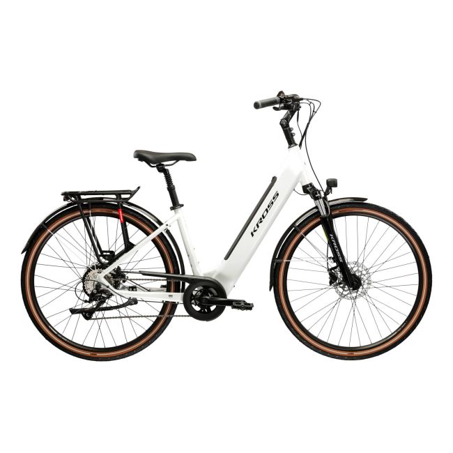 Bicicleta Electrica Trekking Kross Trans Hybrid 1.0 28 inch perla Shimano Acera