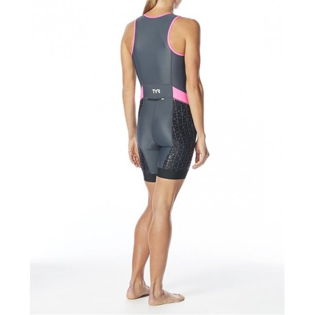 TYR Costum Trisuit Femei cu fermoar Gri-Roz