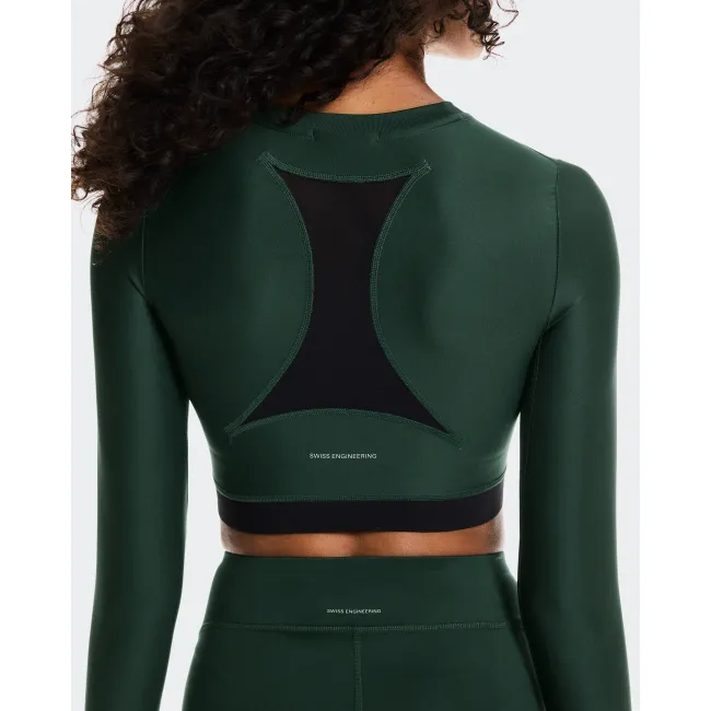 Bluză crop On Train Long Sleeve Crop W | antrenament - Obsidian