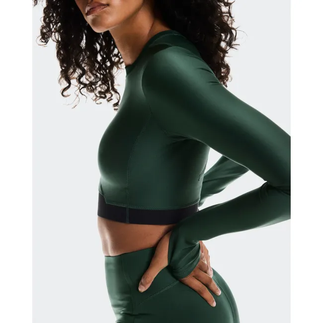 Bluză crop On Train Long Sleeve Crop W | antrenament - Obsidian