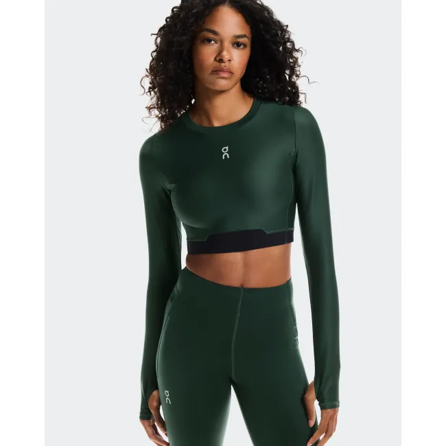 Bluză crop On Train Long Sleeve Crop W | antrenament - Obsidian
