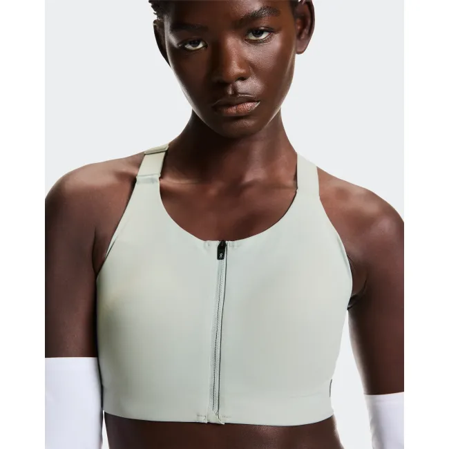 Bustieră alergare On Endurance Bra Zip W - gri Tin | suport ridicat