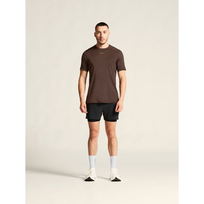 Tricou alergare Craft ADV Essence SS Tee 2 - maro | poliester reciclat