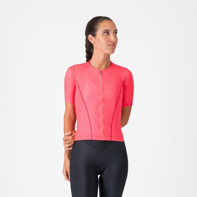 Tricou cu maneca scurta Castelli Anima Flow, pentru femei, roz/hibiscus