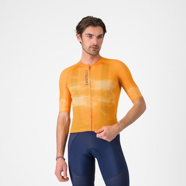 Tricou cu maneca scurta Castelli Climbers A/C, pentru barbati, portocaliu/gri