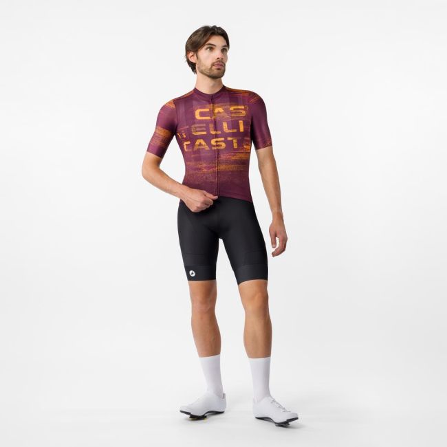 Tricou cu maneca scurta Castelli Stratus Logo, pentru barbati, twilight bordo/winter sky
