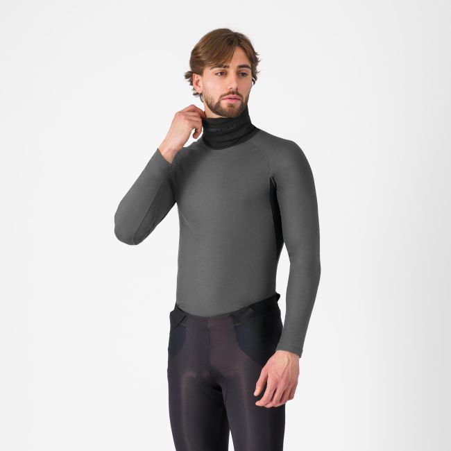 Bluza de corp cu guler Castelli Flanders Neck Warm Gri