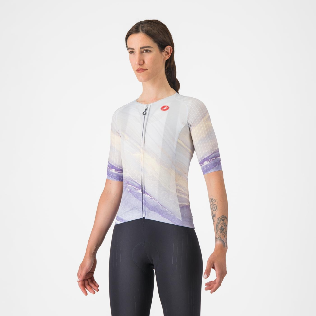 Tricou cu maneca scurta Castelli Aero PRO 8S W, pentru femei, violet multicolor