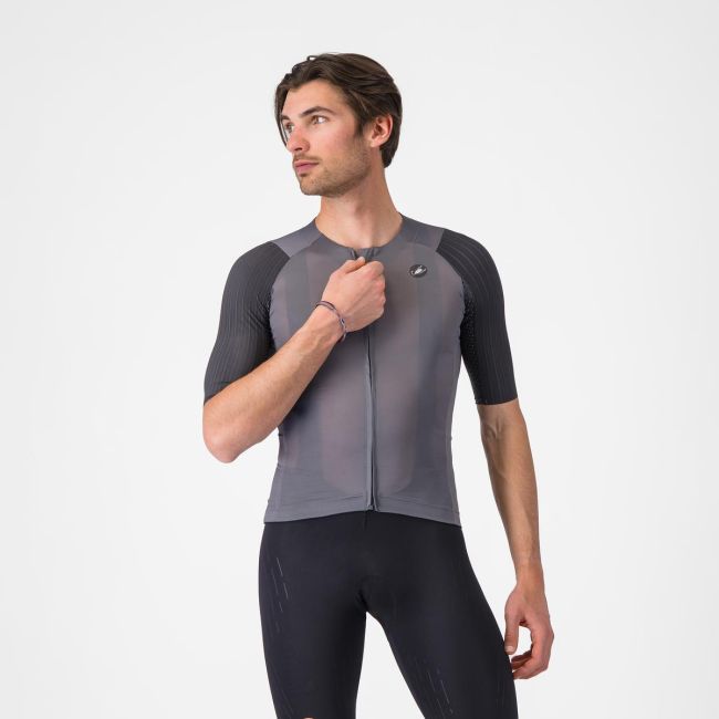 Tricou cu maneca scurta Castelli Aero Race 8s, pentru barbati, gri inchis