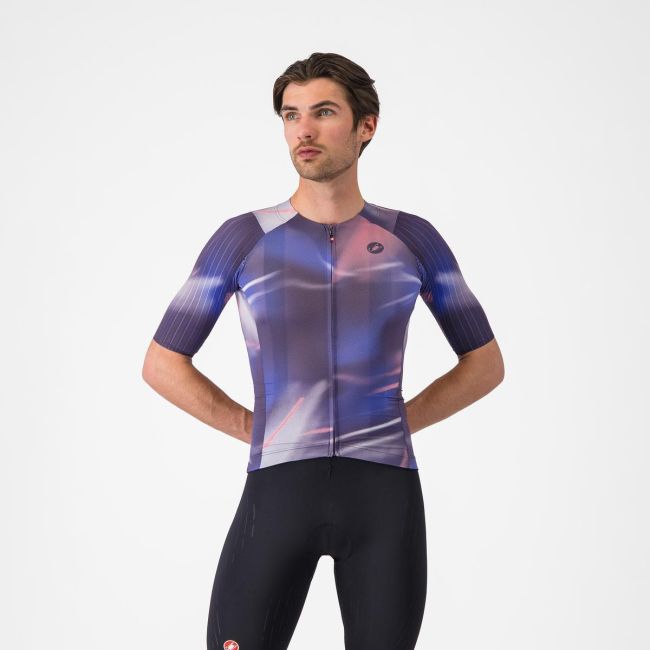 Tricou cu maneca scurta Castelli Aero Race 8s, pentru barbati, rosa giro/night shade