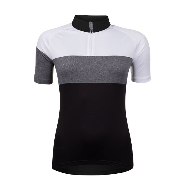 Bluza ciclism Force View Lady maneci scurte negru/alb/gri